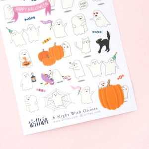 A Night with Ghosts Sticker Sheet - Design by Willwa