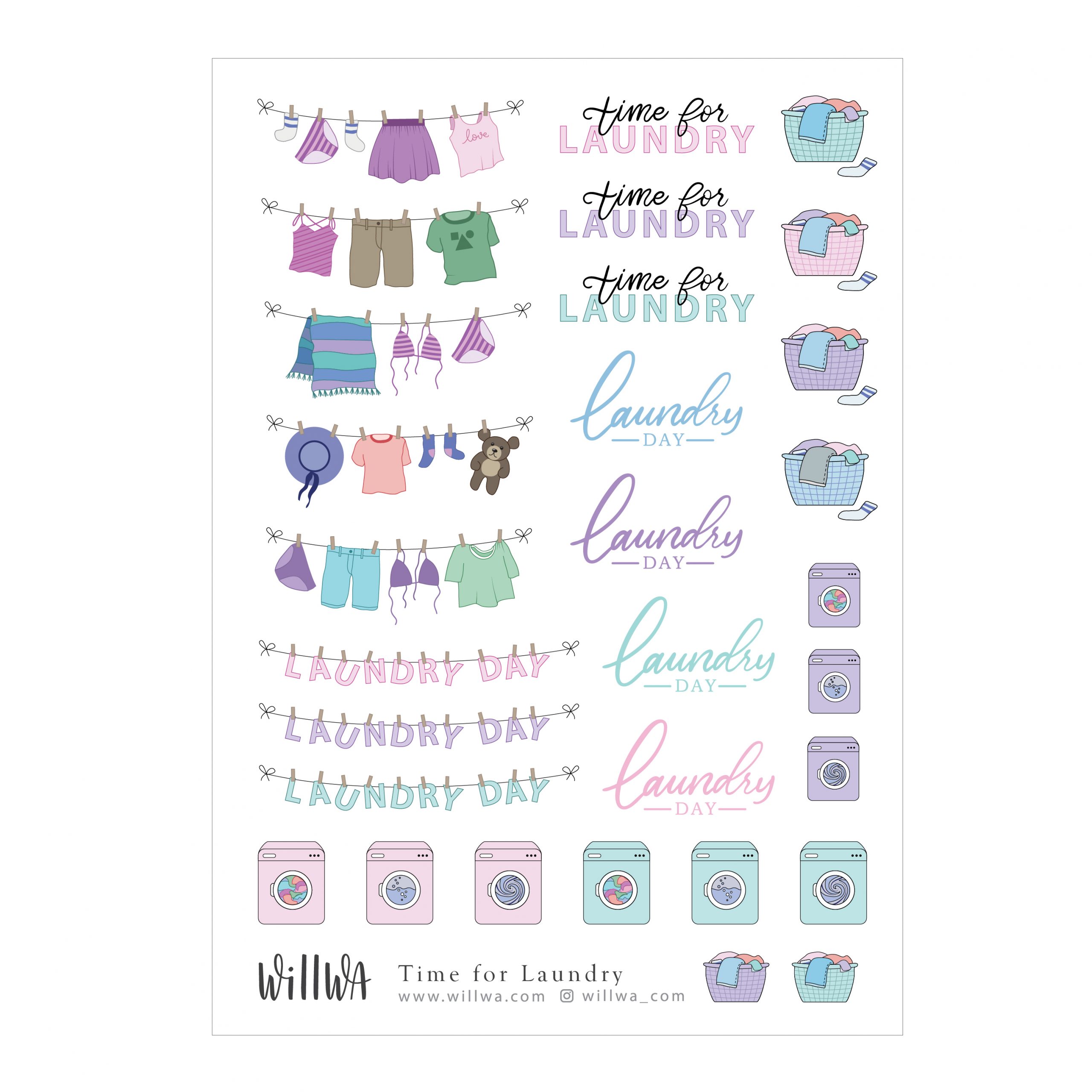 Time for Laundry Stickers - Design by Willwa