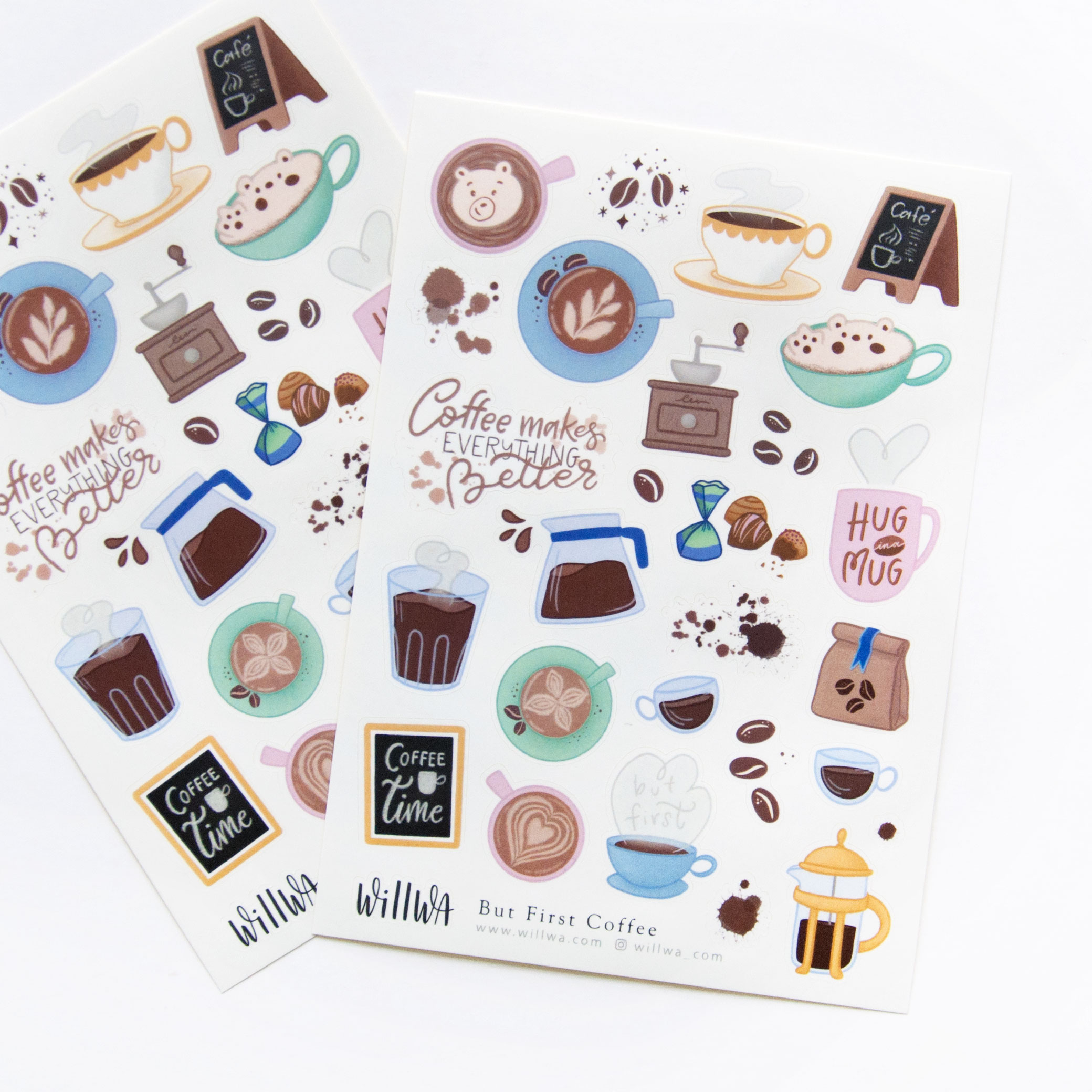 But First Coffee Sticker Sheet - Design by Willwa