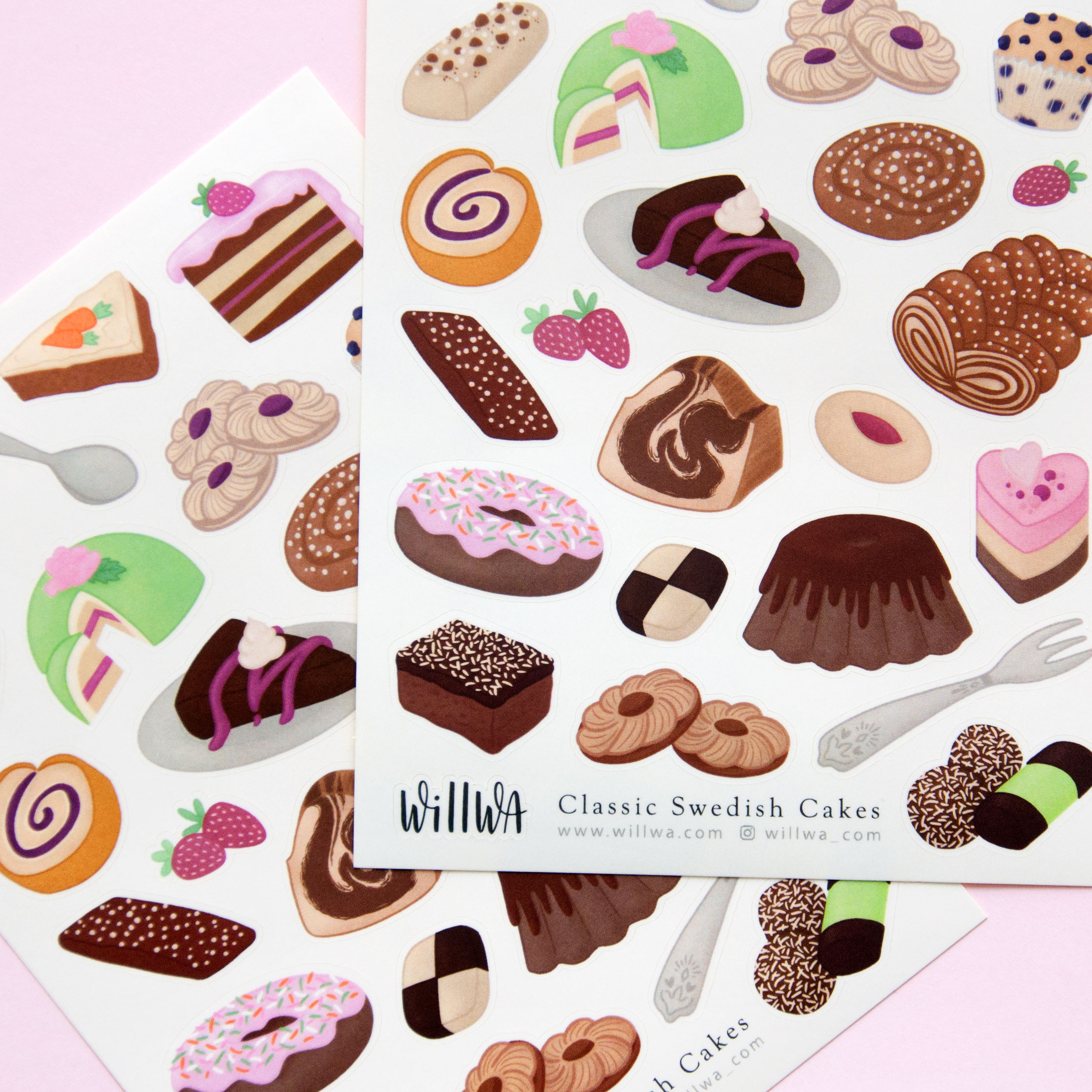 Classic Swedish Cakes Sticker Sheet - Design by Willwa