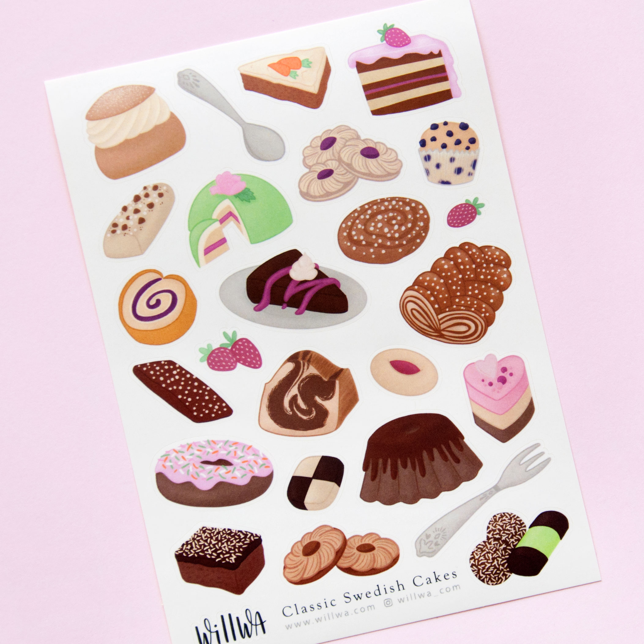 Classic Swedish Cakes Sticker Sheet - Design by Willwa