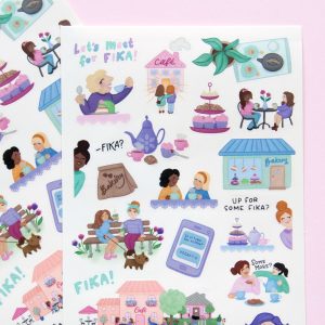 Let's Meet For Fika Sticker Sheet - Design by Willwa