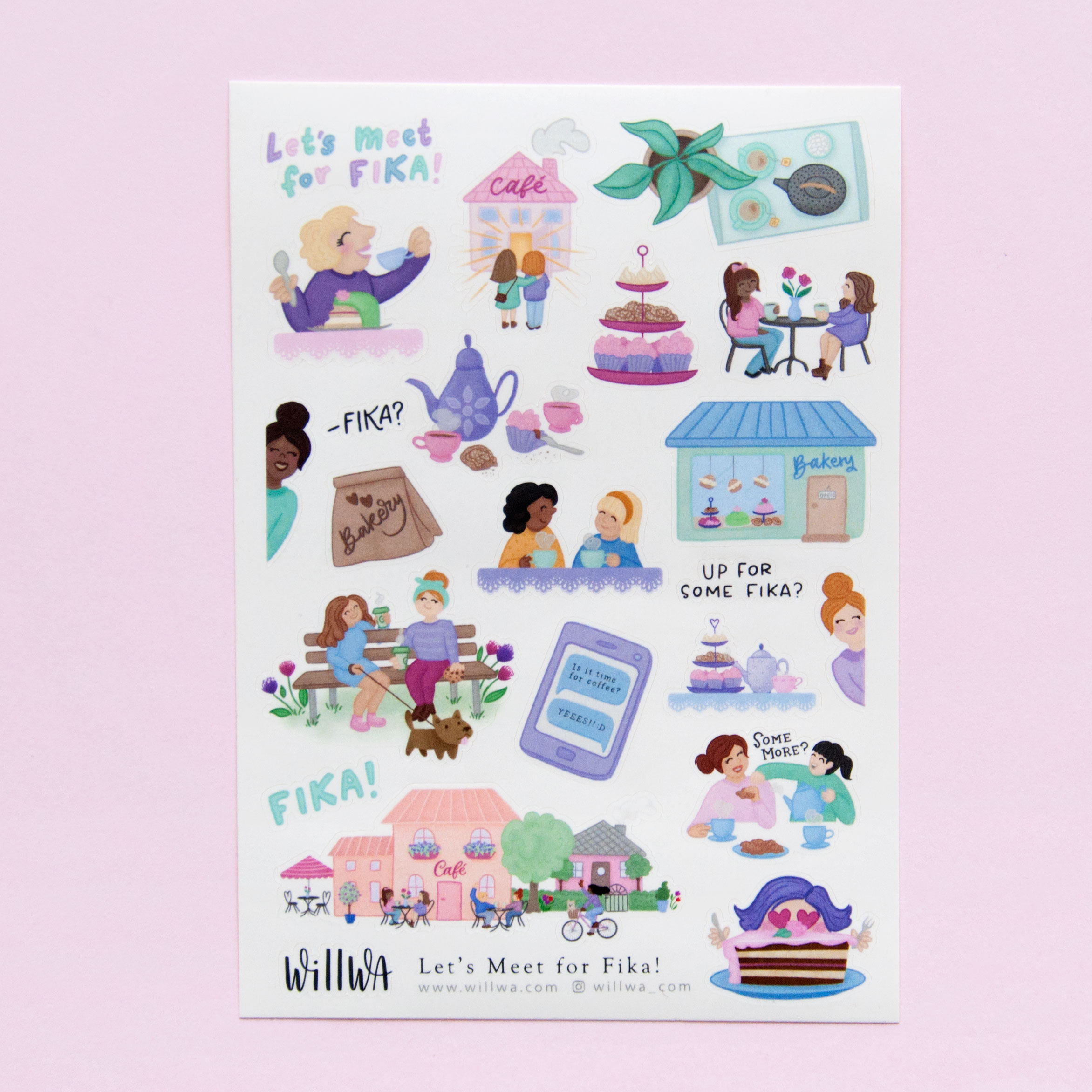 Let's Meet For Fika Sticker Sheet - Design by Willwa