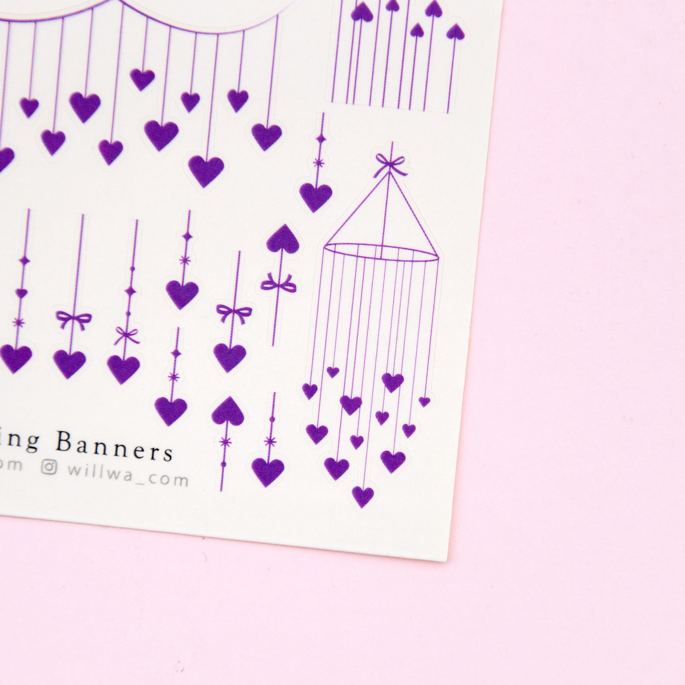 Heart String Banners Sticker Sheet - Design by Willwa