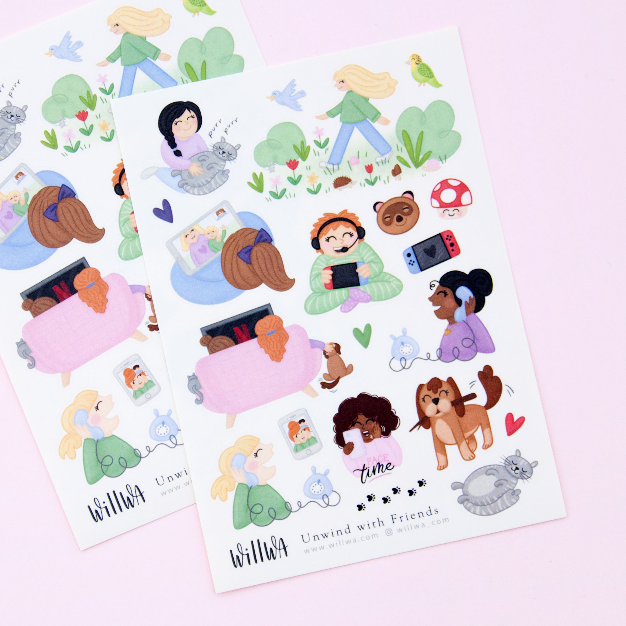 Unwind with Friends Sticker Sheet - Design by Willwa