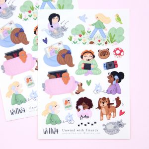 Unwind with Friends Sticker Sheet - Design by Willwa