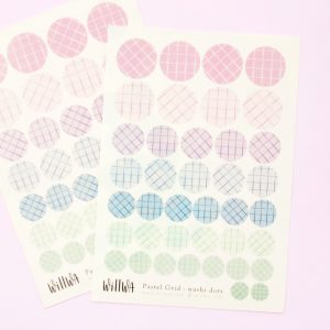 Pastel Grid Washi Dots Sticker Sheet - Design by Willwa