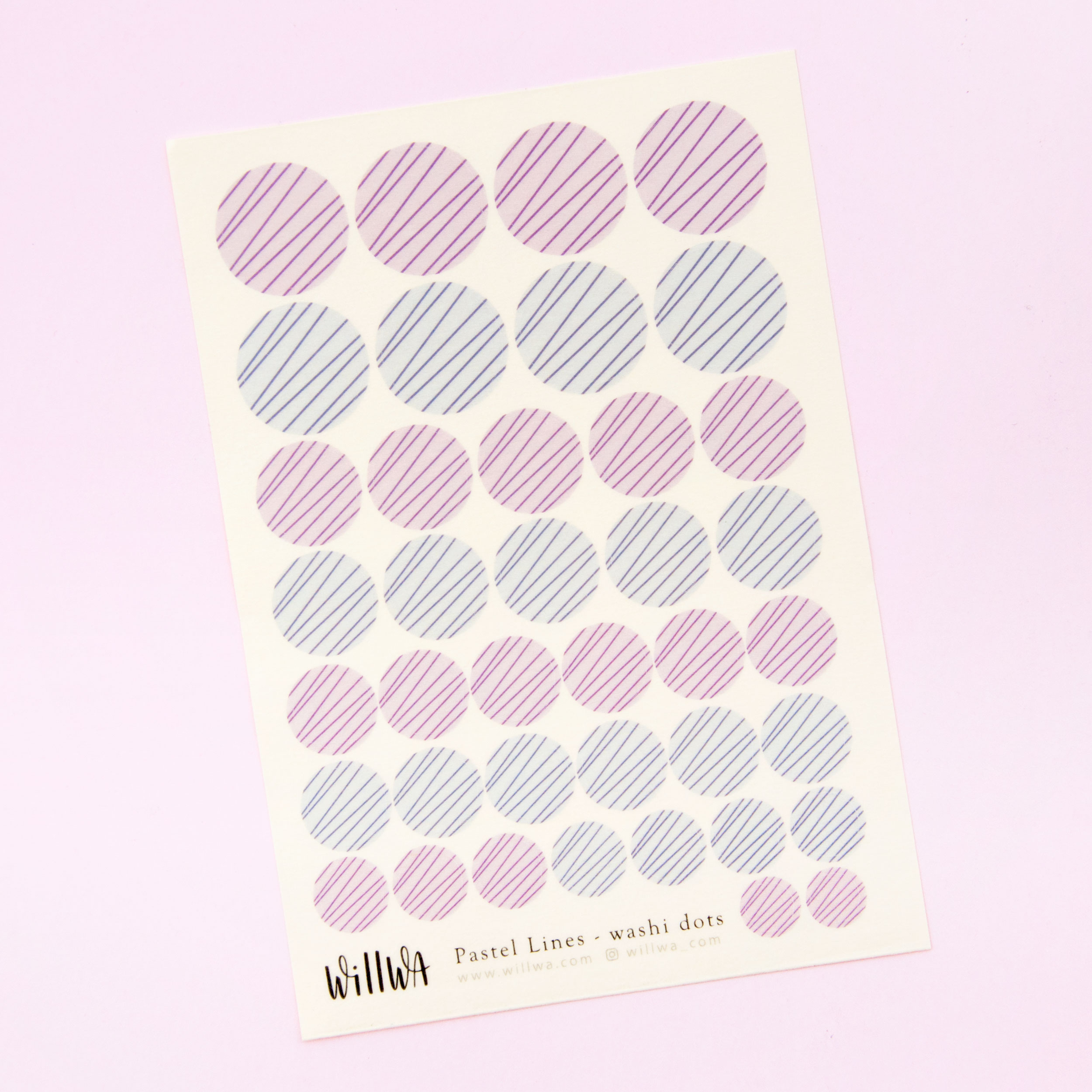 Pastel Lines Washi Dots Sticker Sheet - Design by Willwa