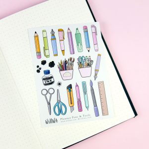 Planner Pens and Tools Sticker Sheet - Design by Willwa