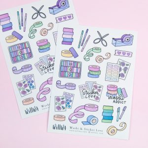 Washi and Sticker Love Sticker Sheet - Design by Willwa
