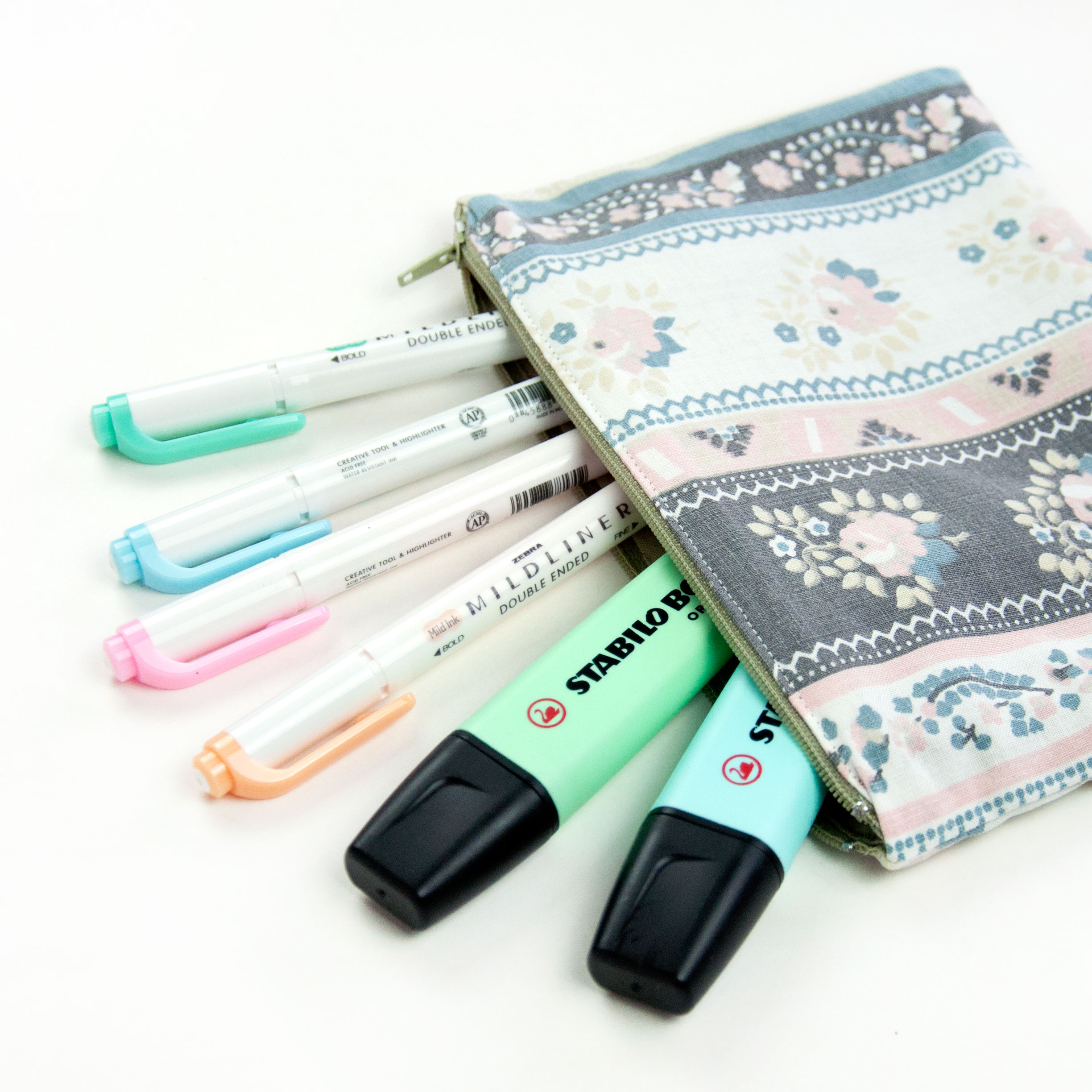 Pencil Case Striped Florals