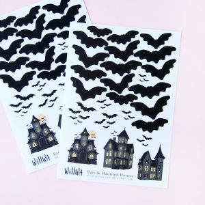 Bats and Haunted Houses Sticker Sheet - Design by Willwa