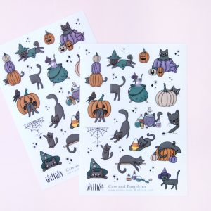 Cats and Pumpkins Sticker Sheet - Design by Willwa