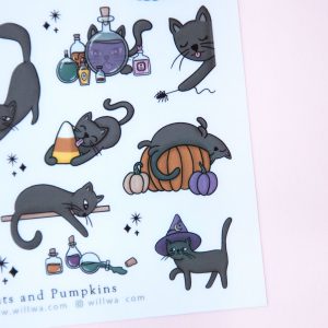 Cats and Pumpkins Sticker Sheet - Design by Willwa