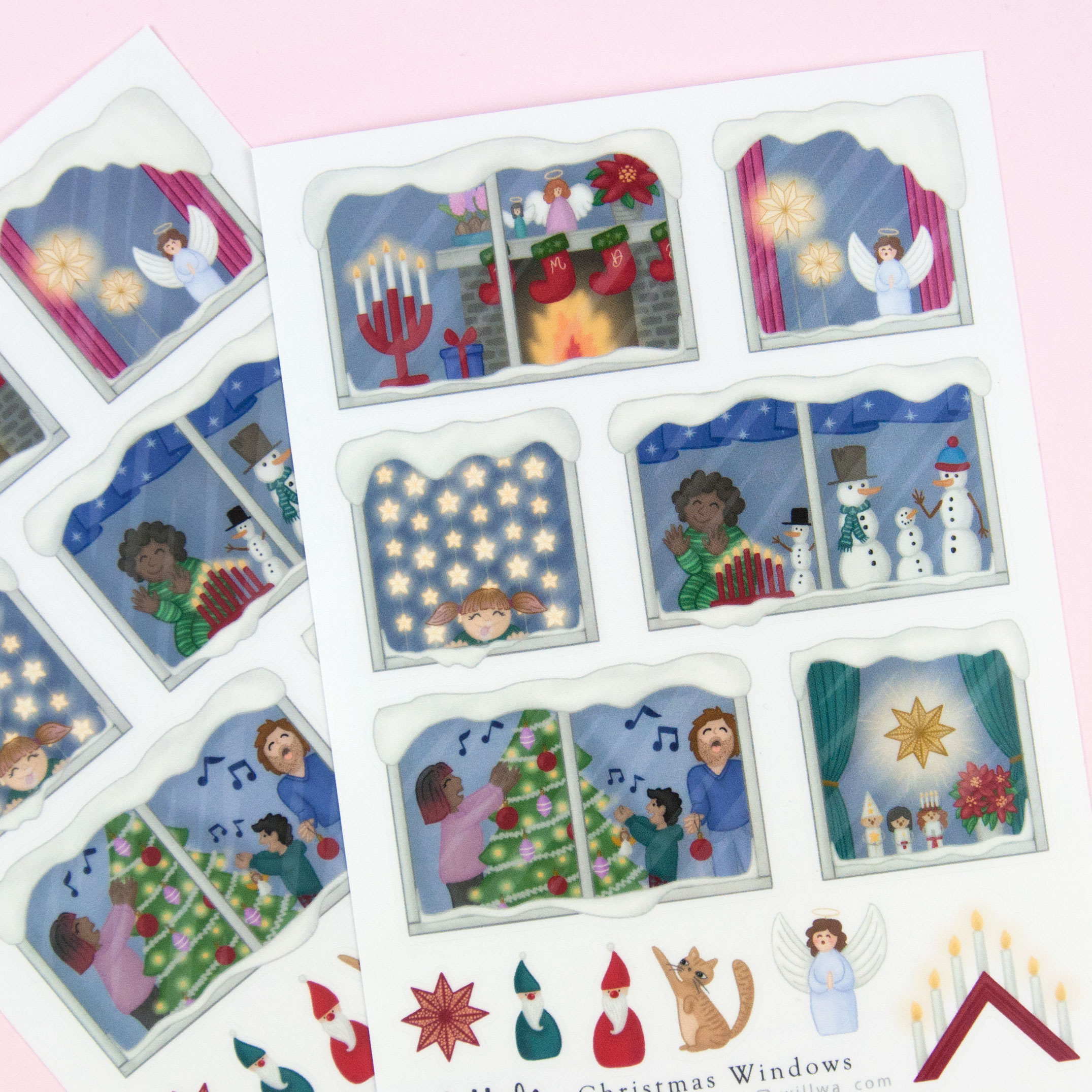 Christmas Windows Sticker Sheet - Design by Willwa