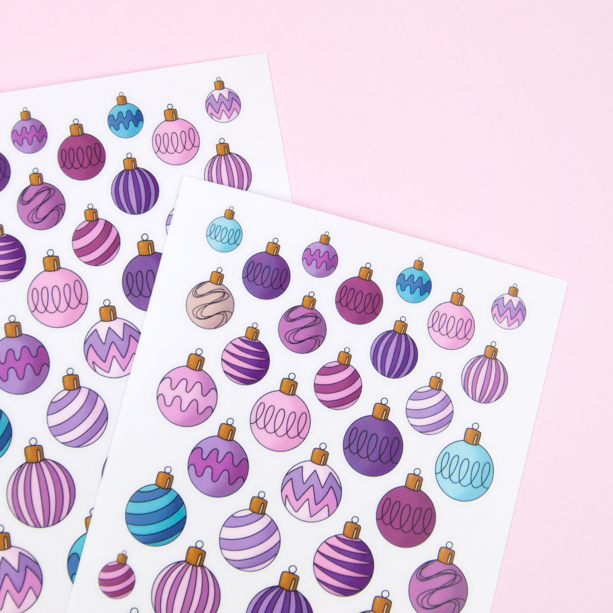 Cute Holiday Baubles Sticker Sheet - Design by Willwa