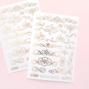 Gold Letter Flourish Sticker Sheet - Design by Willwa