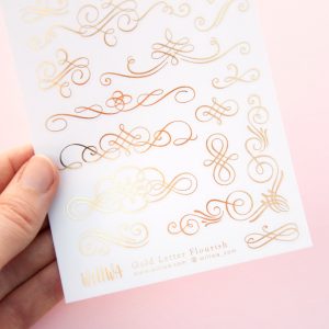 Gold Letter Flourish Sticker Sheet - Design by Willwa
