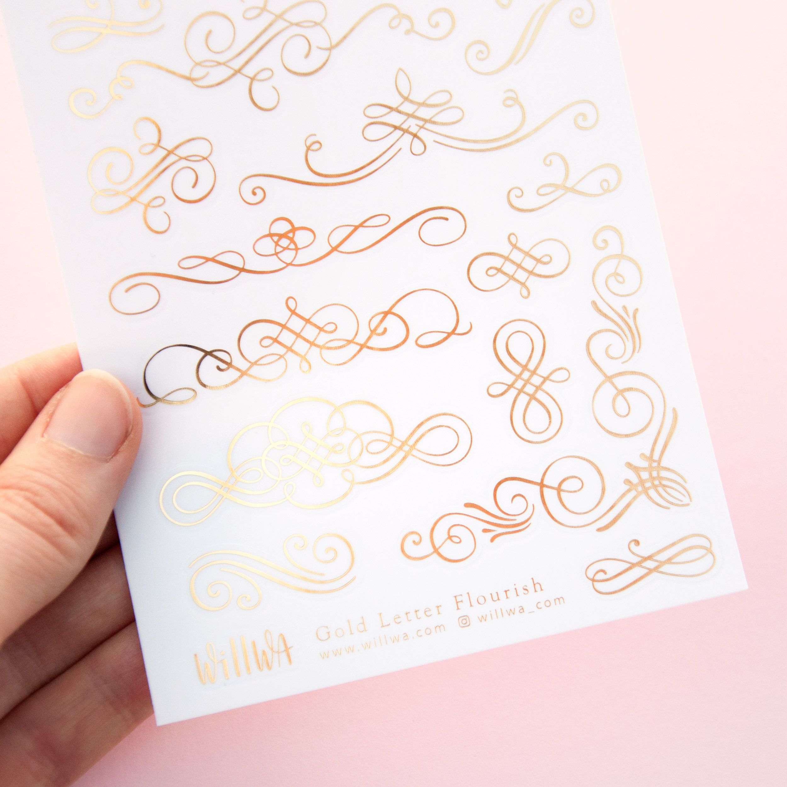 Gold Letter Flourish Sticker Sheet - Design by Willwa