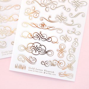 Gold Letter Flourish Sticker Sheet - Design by Willwa