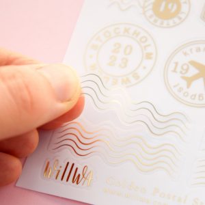 Golden Postal Stamps Sticker Sheet - Design by Willwa