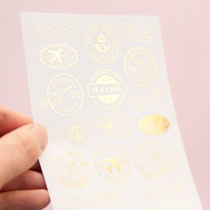 Golden Postal Stamps Sticker Sheet - Design by Willwa