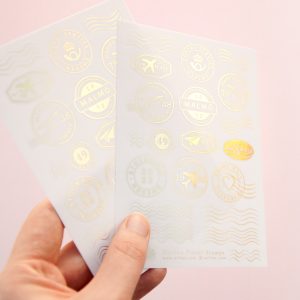 Golden Postal Stamps Sticker Sheet - Design by Willwa