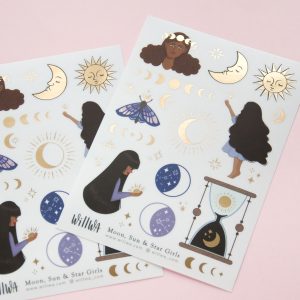Moon Sun and Star Girls Sticker Sheet - Design by Willwa