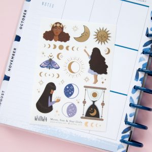 Moon Sun and Star Girls Sticker Sheet - Design by Willwa