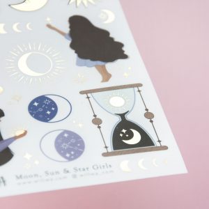 Moon Sun and Star Girls Sticker Sheet - Design by Willwa