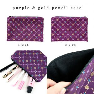 Pencil Case Purple & Gold - Design by Willwa
