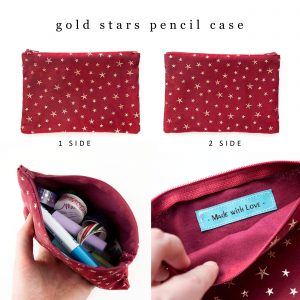 Pencil Case Gold Stars - Design by Willwa