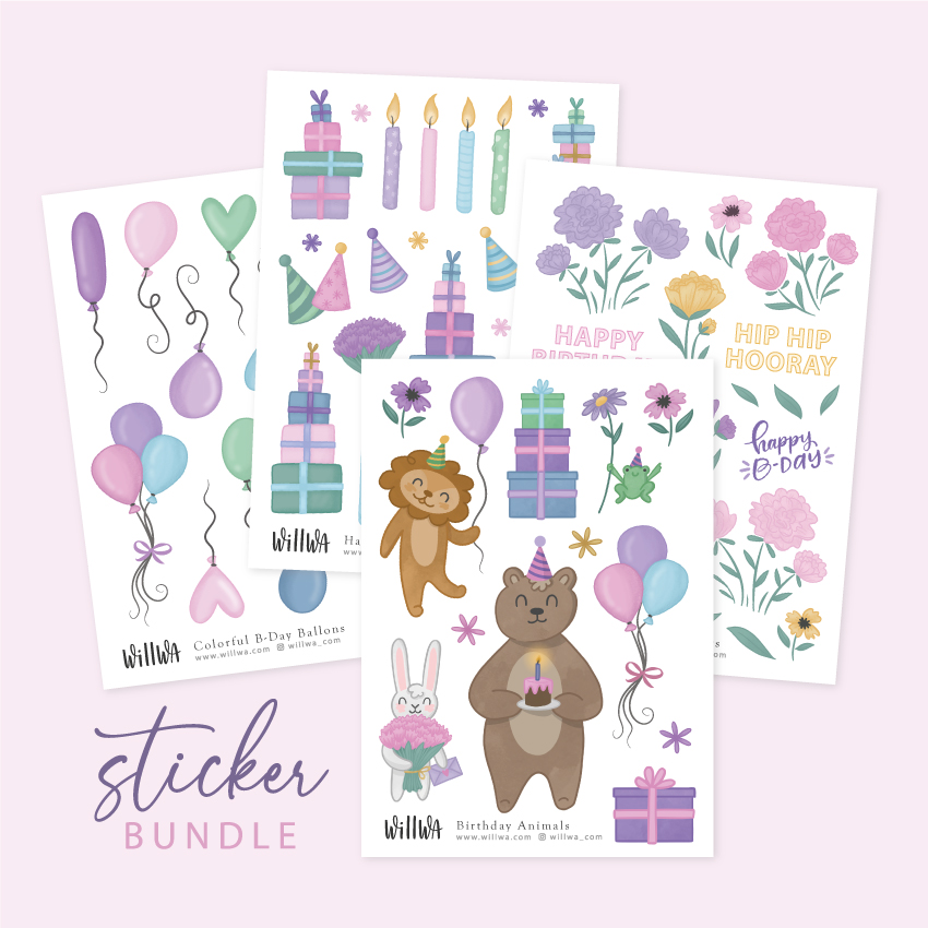 Birthday Sticker Bundles - Design by Willwa