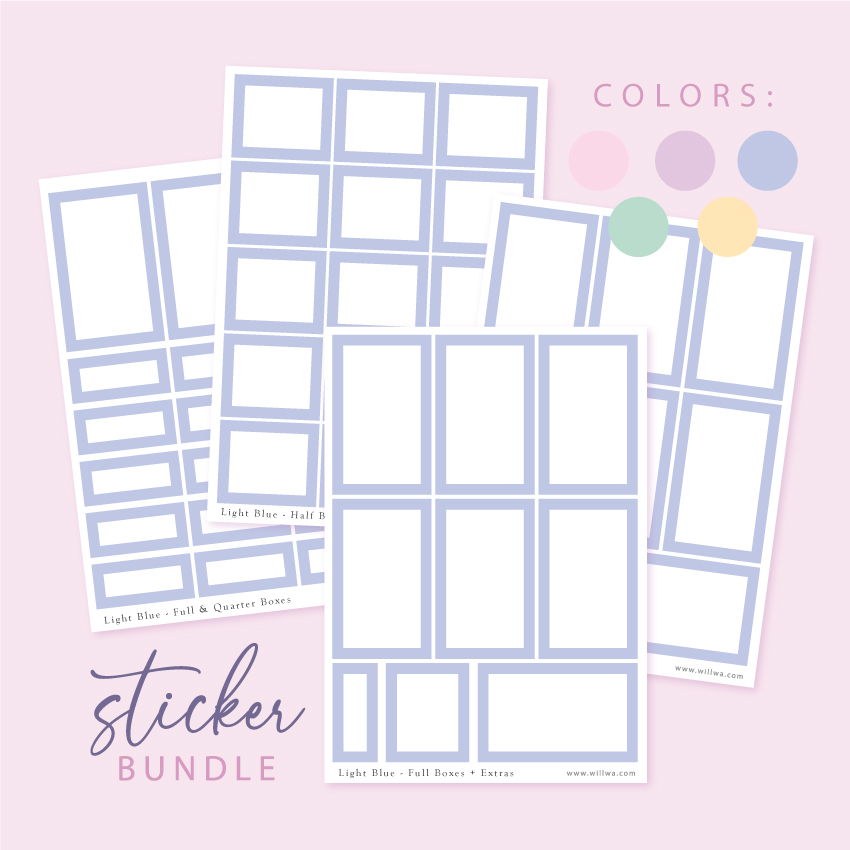 Spring colored Boxes Sticker Bundles - Design by Willwa