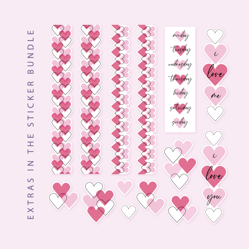 Love Hearts Sticker Bundle - Design by Willwa