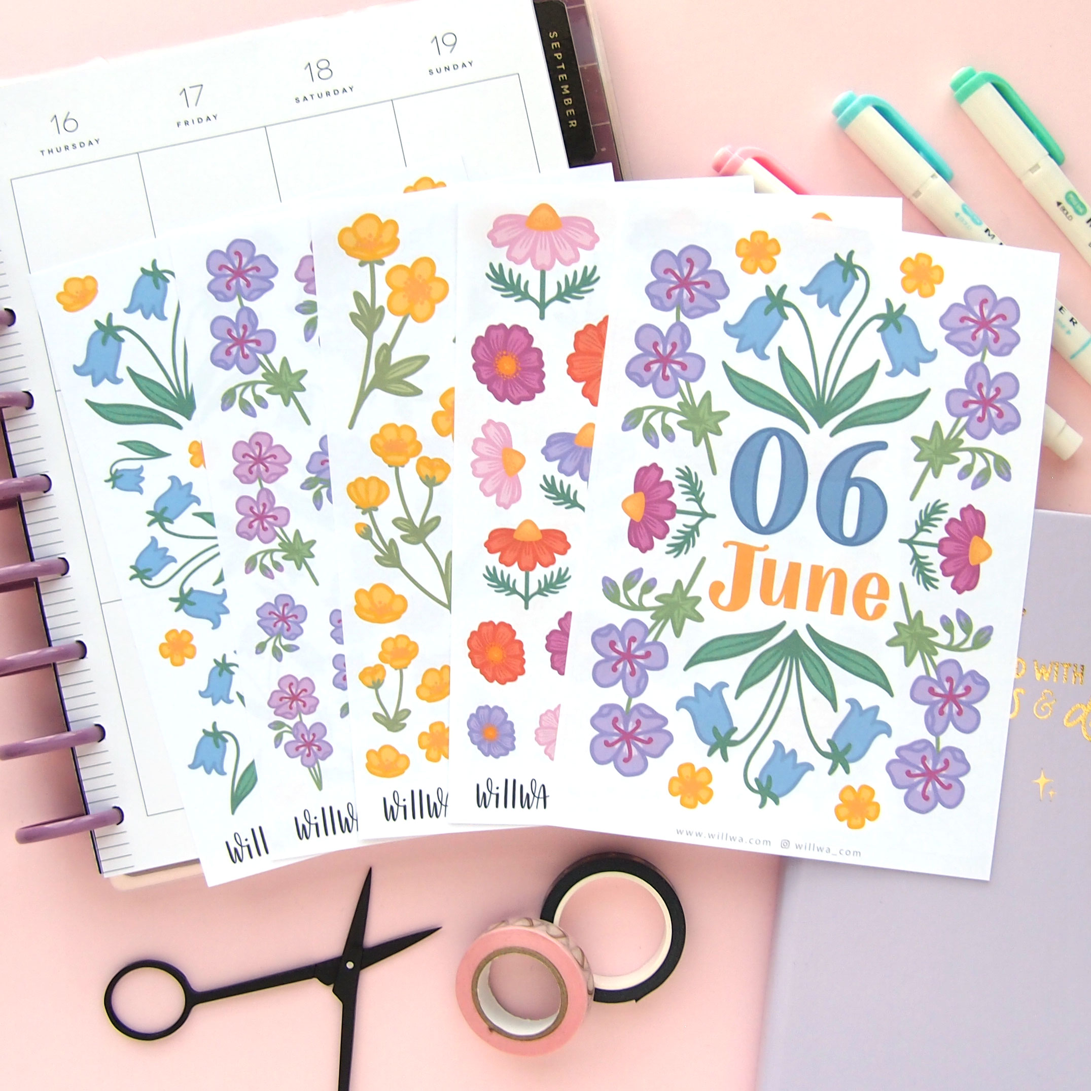 June Flower Sticker Bundle - Design by Willwa
