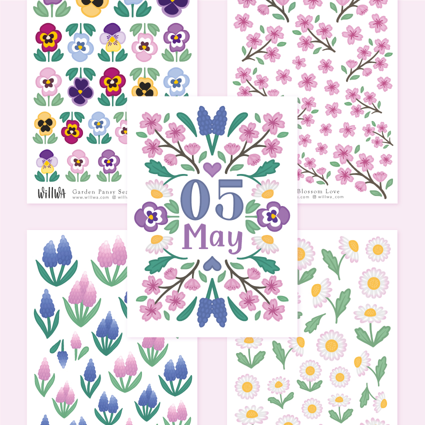 May Flowers Sticker Bundle - Design by Willwa