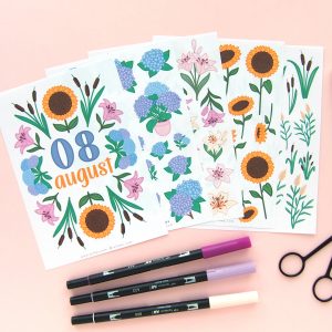August Flower Sticker Bundle - Design by Willwa