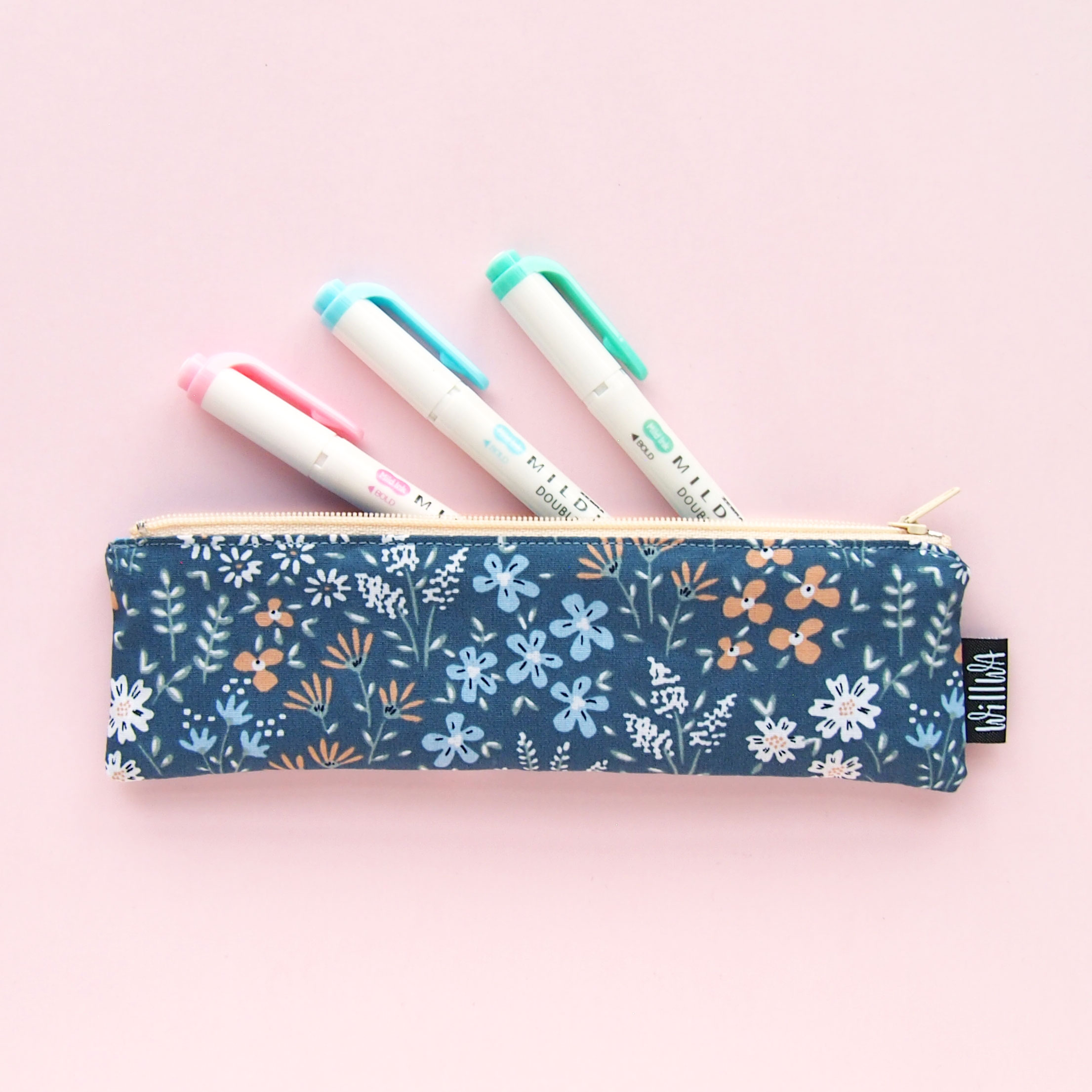 Mini Pencil Cases Blue - Design by Willwa