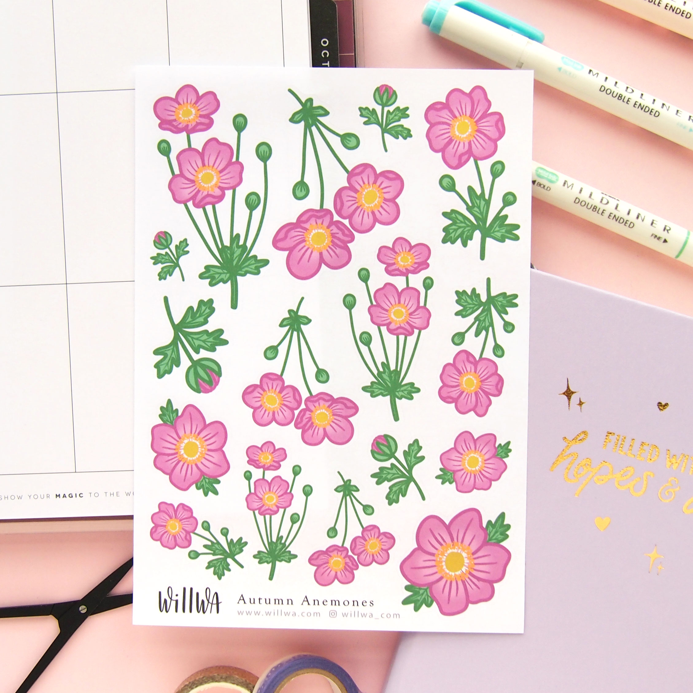 October Flower Sticker Bundle - Design by Willwa