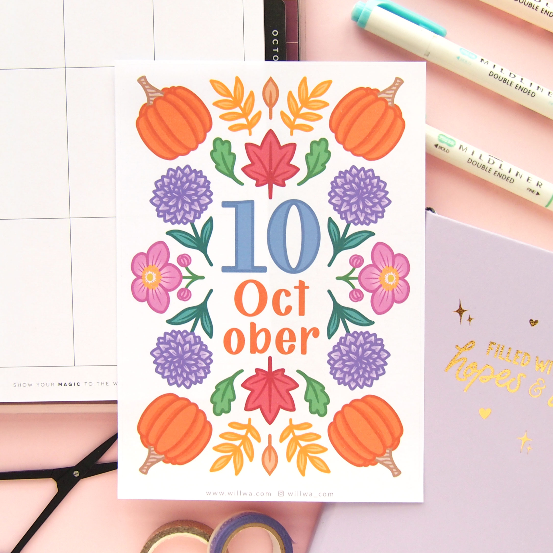 October Flower Sticker Bundle - Design by Willwa