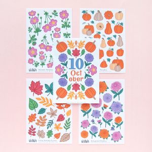 October Flower Sticker Bundle - Design by Willwa