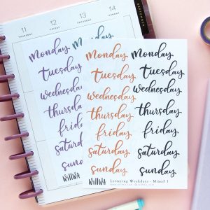 Halloween Lettering Weekdays Stickers - Design by Willwa