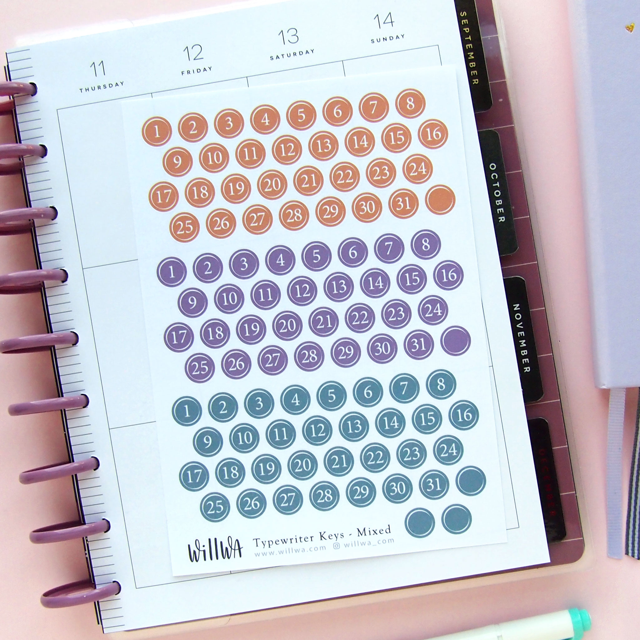 Halloween Typewriter Key Date Stickers - Design by Willwa