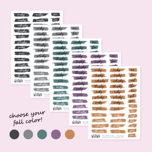 Halloween Brush Stroke Weekdays Stickers - Design by Willwa