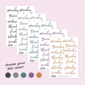Halloween Lettering Weekdays Stickers - Design by Willwa