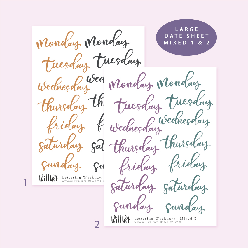 Halloween Lettering Weekdays Stickers - Design by Willwa
