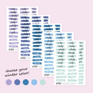 Winter Brush Stroke Weekdays Stickers - Design by Willwa