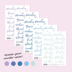 Winter Lettering Weekdays Stickers - Design by Willwa