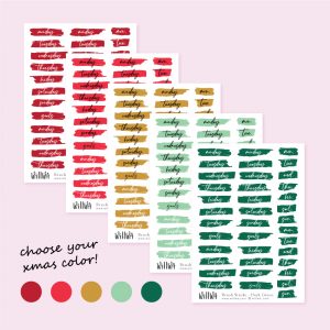 Christmas Brush Stroke Weekdays Stickers - Design by Willwa